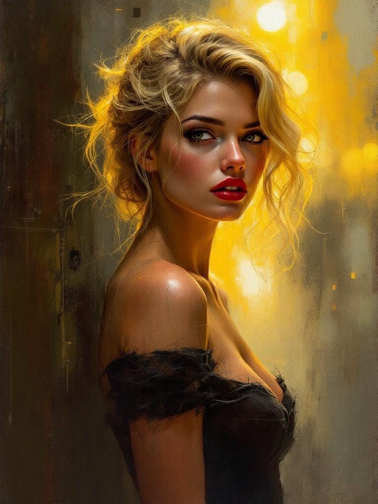 Film Noir Blond Pin-Up With Luminous Form