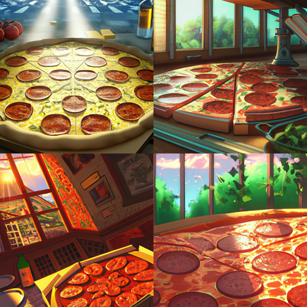 Pepperoni Pizza in Studio Ghibli Anime Style