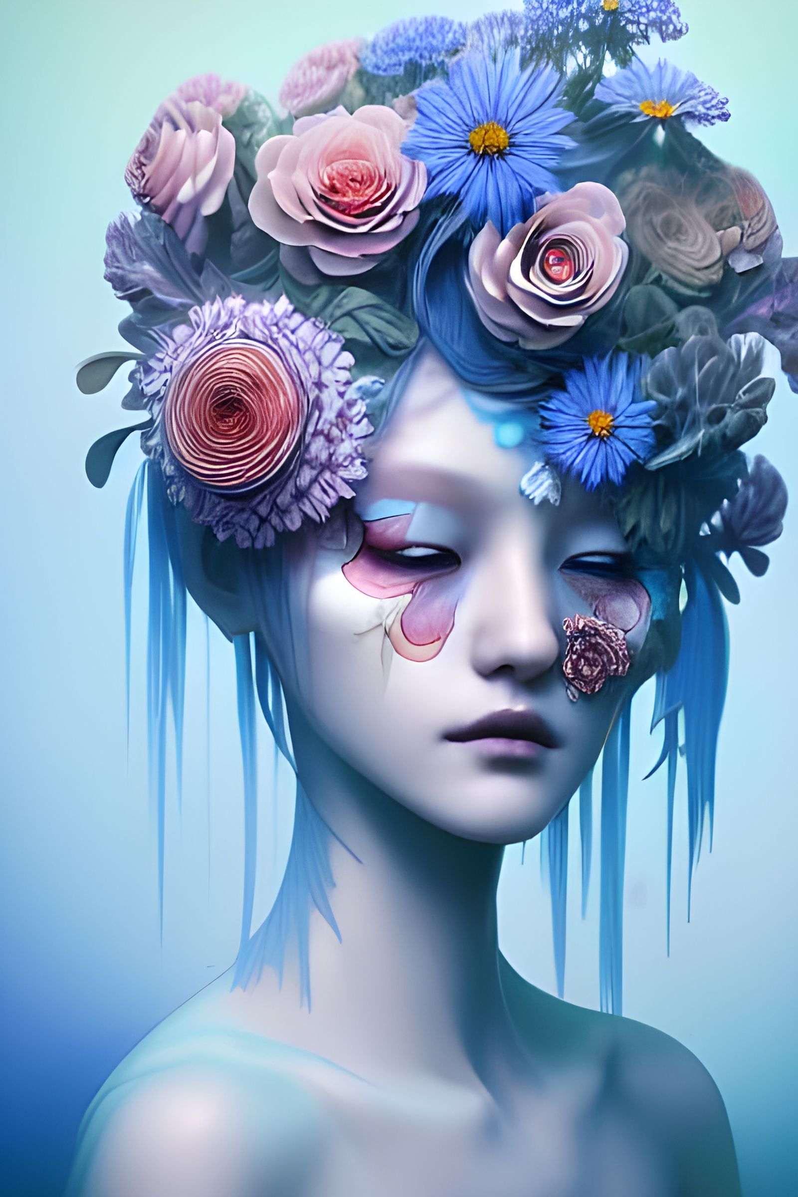 Human-Flower Hybrid in Hyperrealistic Style