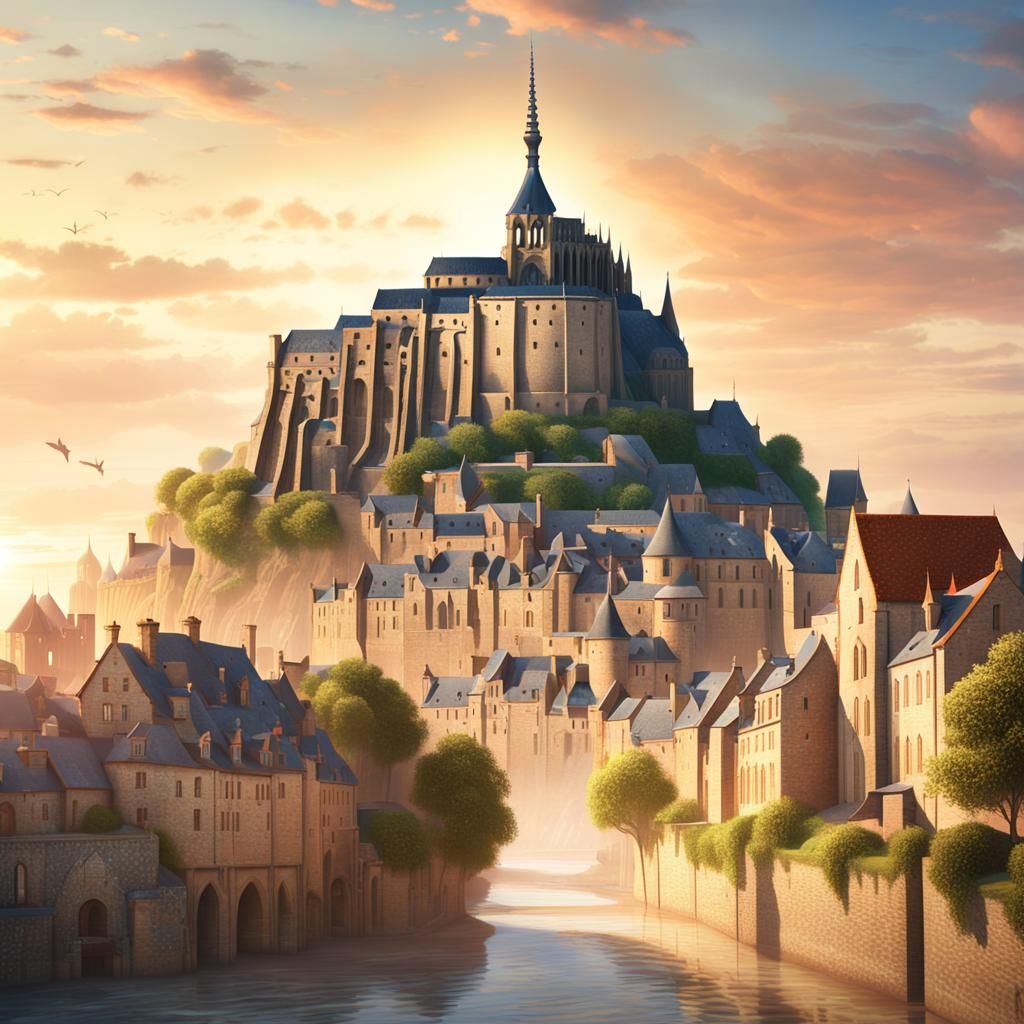 Ethereal French Village Rises Above Tidal Island in Majestic...