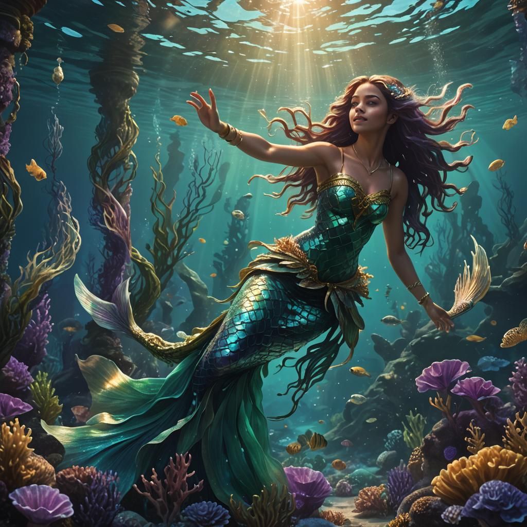 Underwater Dance: Mermaid and Woman in Fantasy Art