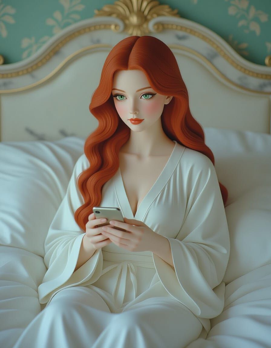 Renaissance Marble Sculpture of a Woman with Cellphone