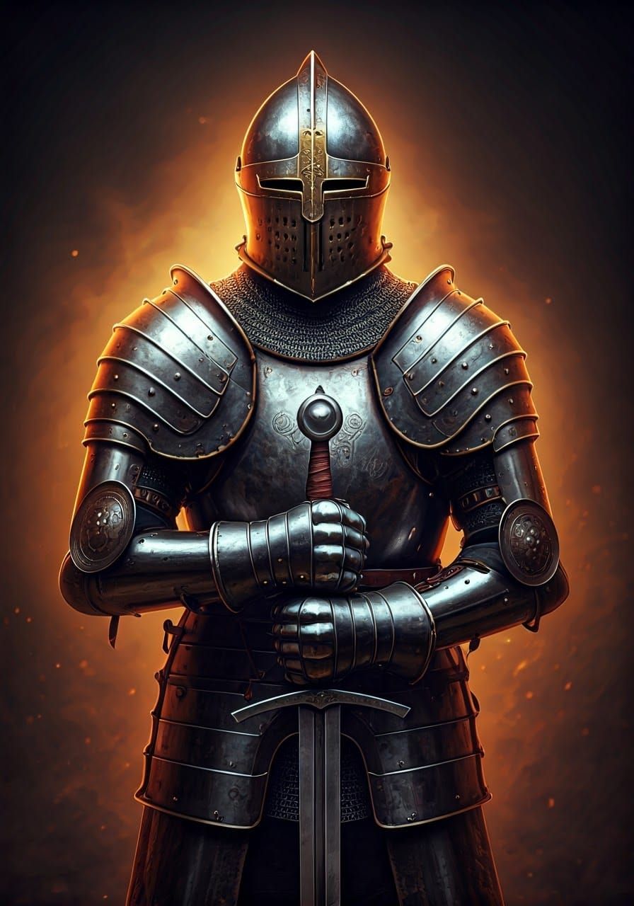 Armored Knight with Longsword in Dramatic Lighting