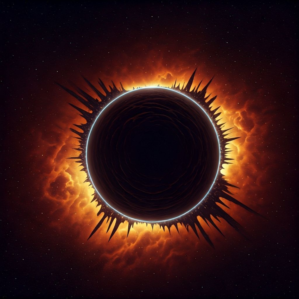 Black Sun Warps Spacetime in Cosmic Horror Concept Art