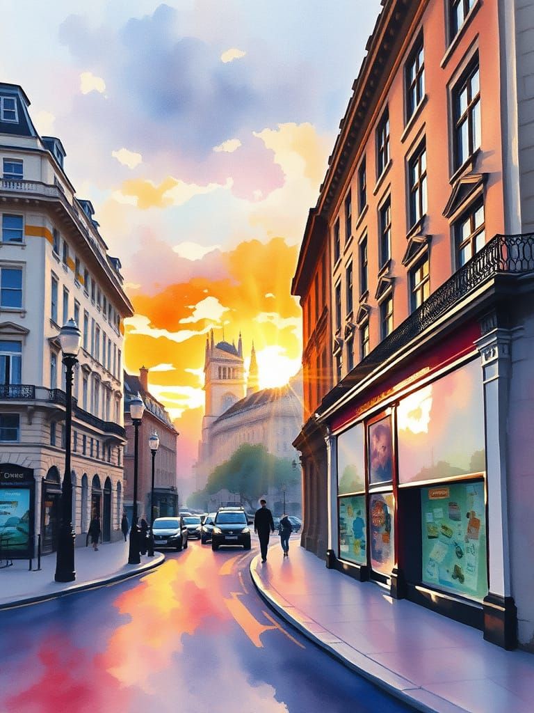 Impressionist Sunrise Over London Landmark