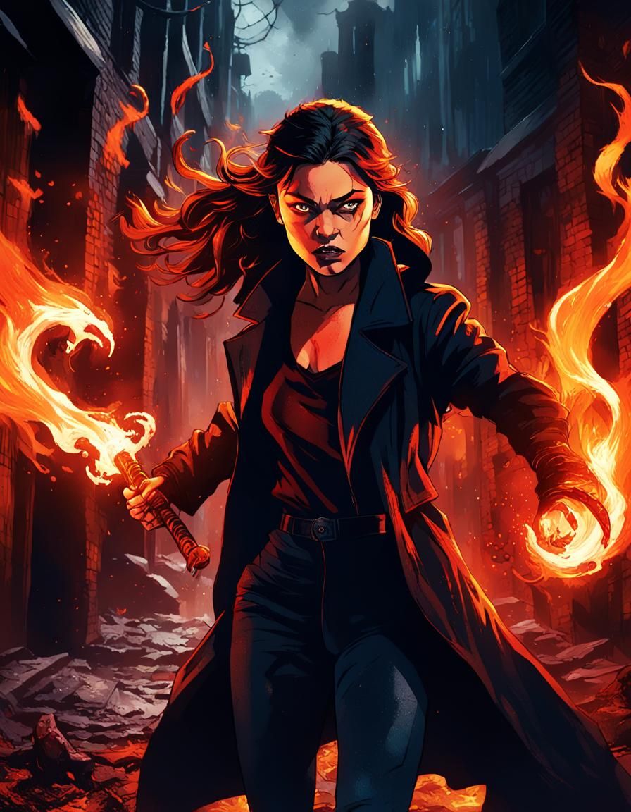 Satana Hellstrom Battles Demon in Dark Alley