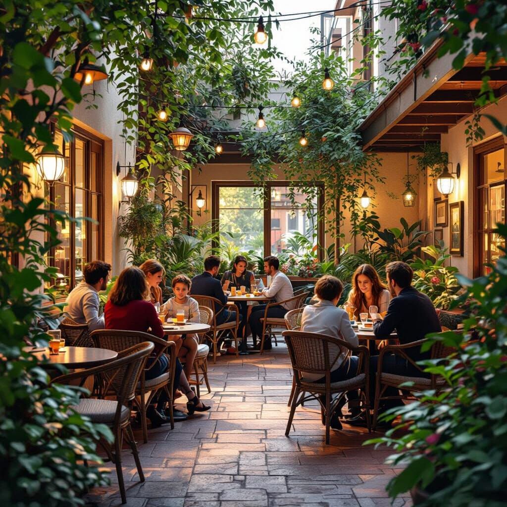Vibrant Community Courtyard Gathering, Cinematic Realism