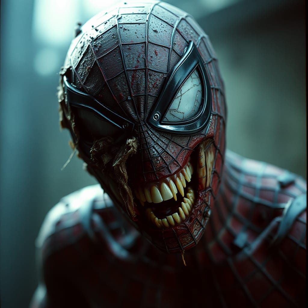 Zombie Spiderman Film Still in Gothic Style