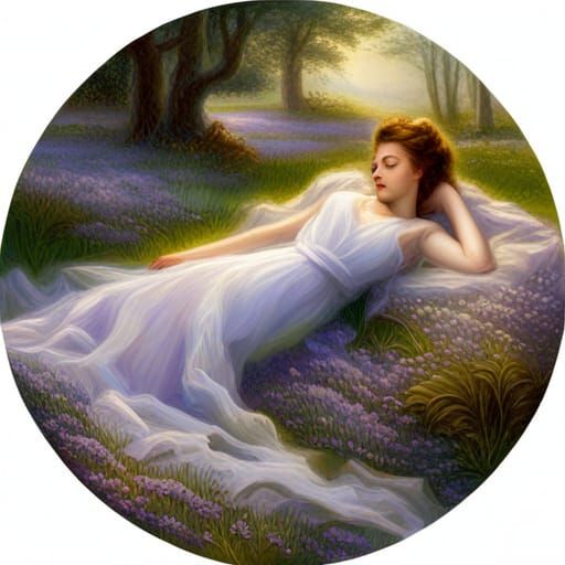 Ethereal Woman in Lavender Field, Hyperdetailed Fantasy