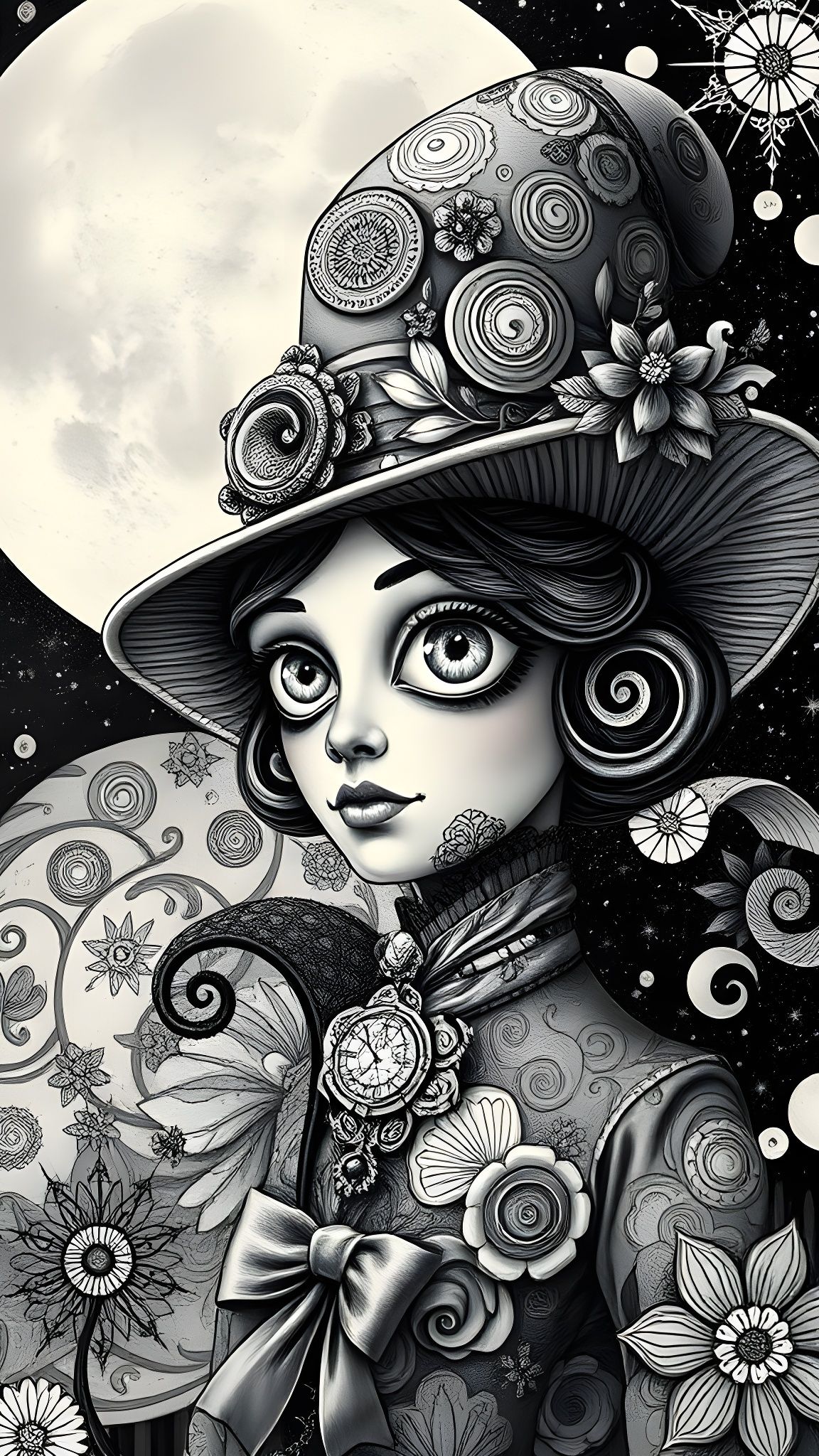 Mad Hatter with Swirling Eyes, Psychedelic Art