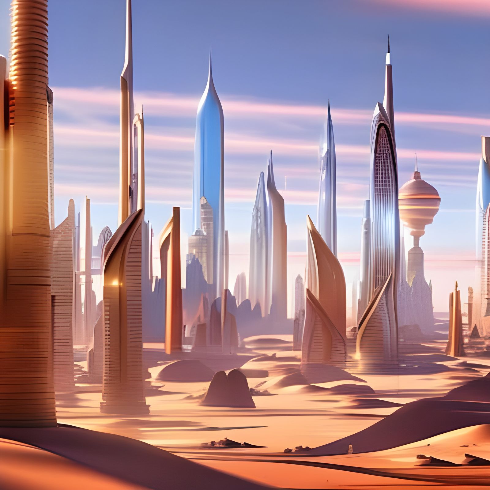 Alien Desert Cityscape in a Fantastical Style