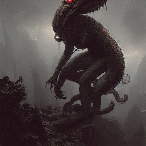 Horror Cyborg Chimera Inspired by Gustave Doré