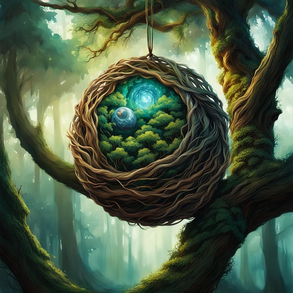 Detailed Ball Python in Forest Illustration