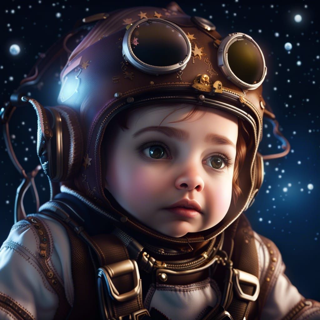 Baby Girl Skydiving in Steampunk Gear