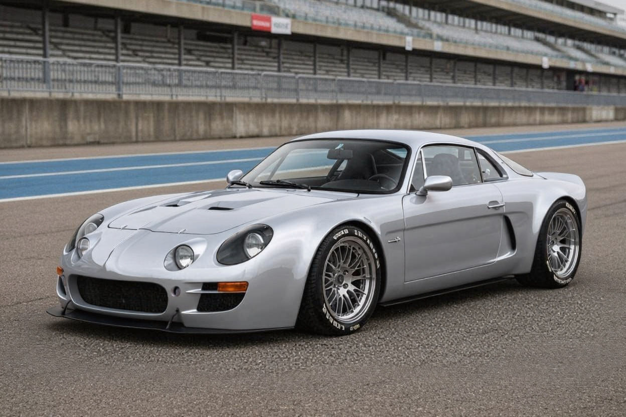 Retro-Modern Renault Alpine A110 Coupe on Race Circuit