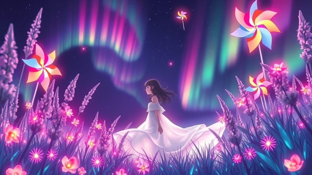 Bioluminescent Girls in a Ghibli Dreamscape