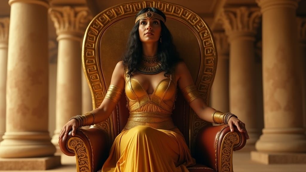 Cleopatra on Golden Throne: 3D Animation