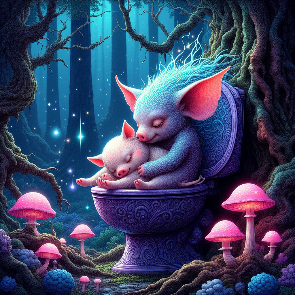 Eskibiri Cradles Pepa Pig in Ethereal Forest