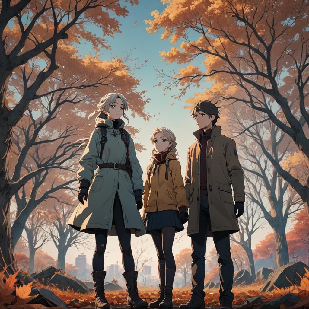 Melancholic Anime Couple's Farewell in Desolate Park