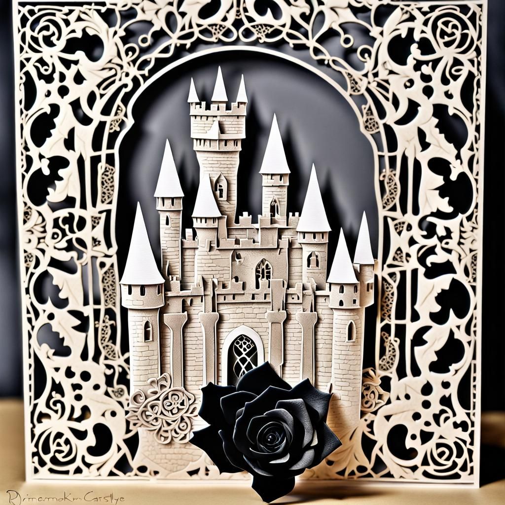 Knight's Castle and Black Rose Lace Card