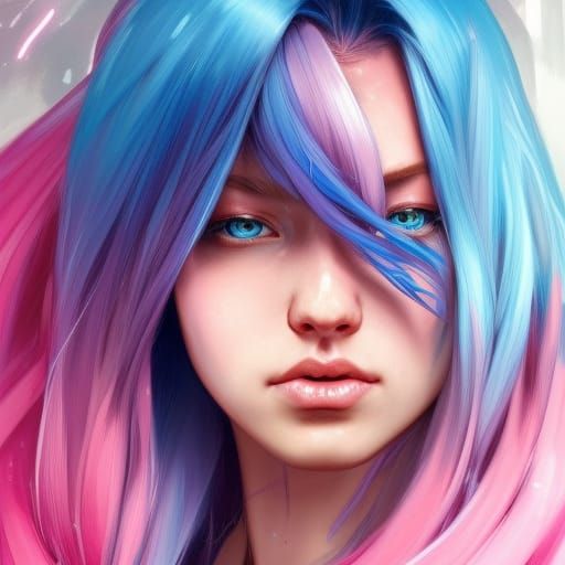 Vibrant, Triadic Hair Portrait in Dynamic Lighting