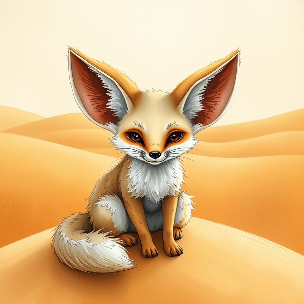 Fennec Fox in Dreamy Illustrative Style