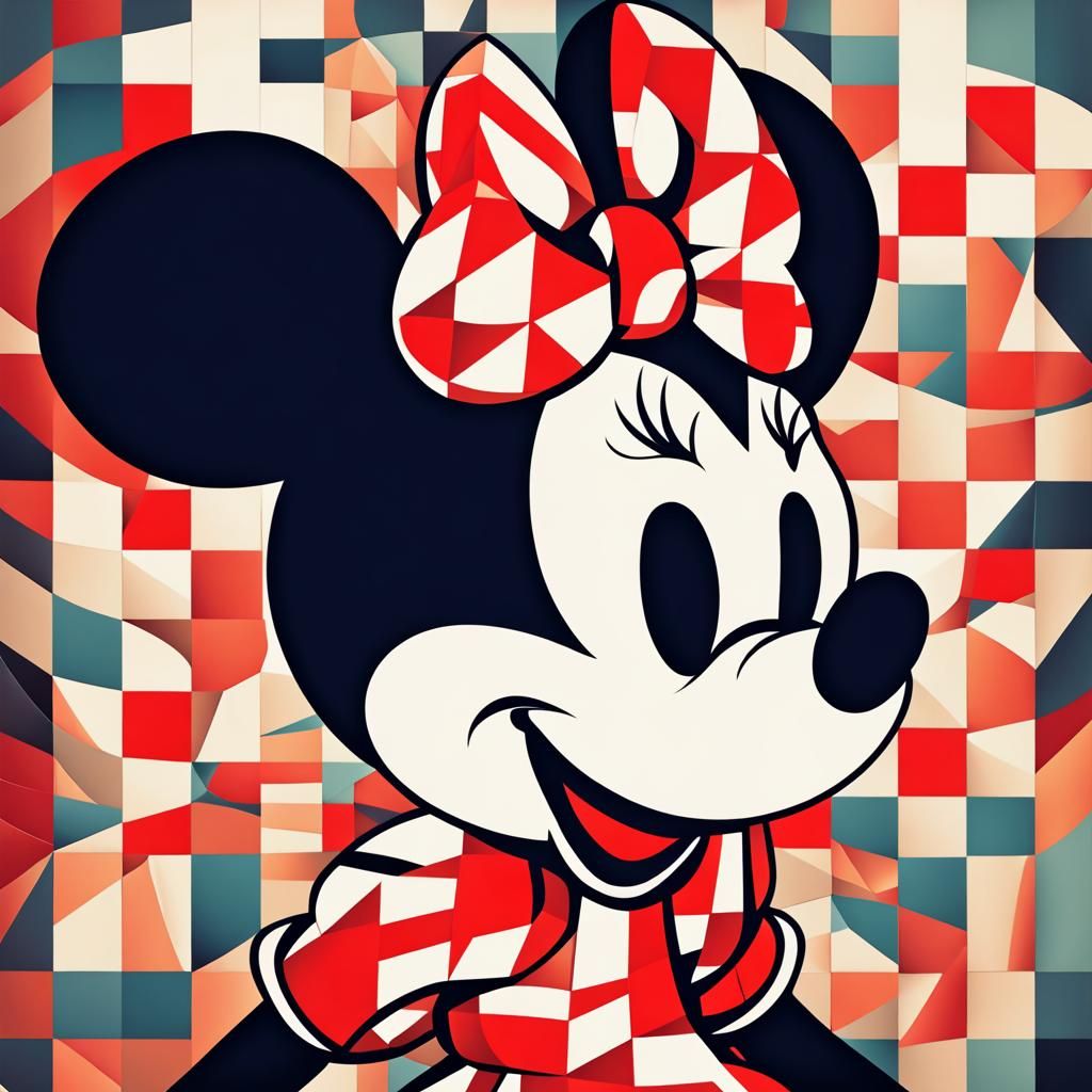 Minnie Mouse in Cubist Geometric Style