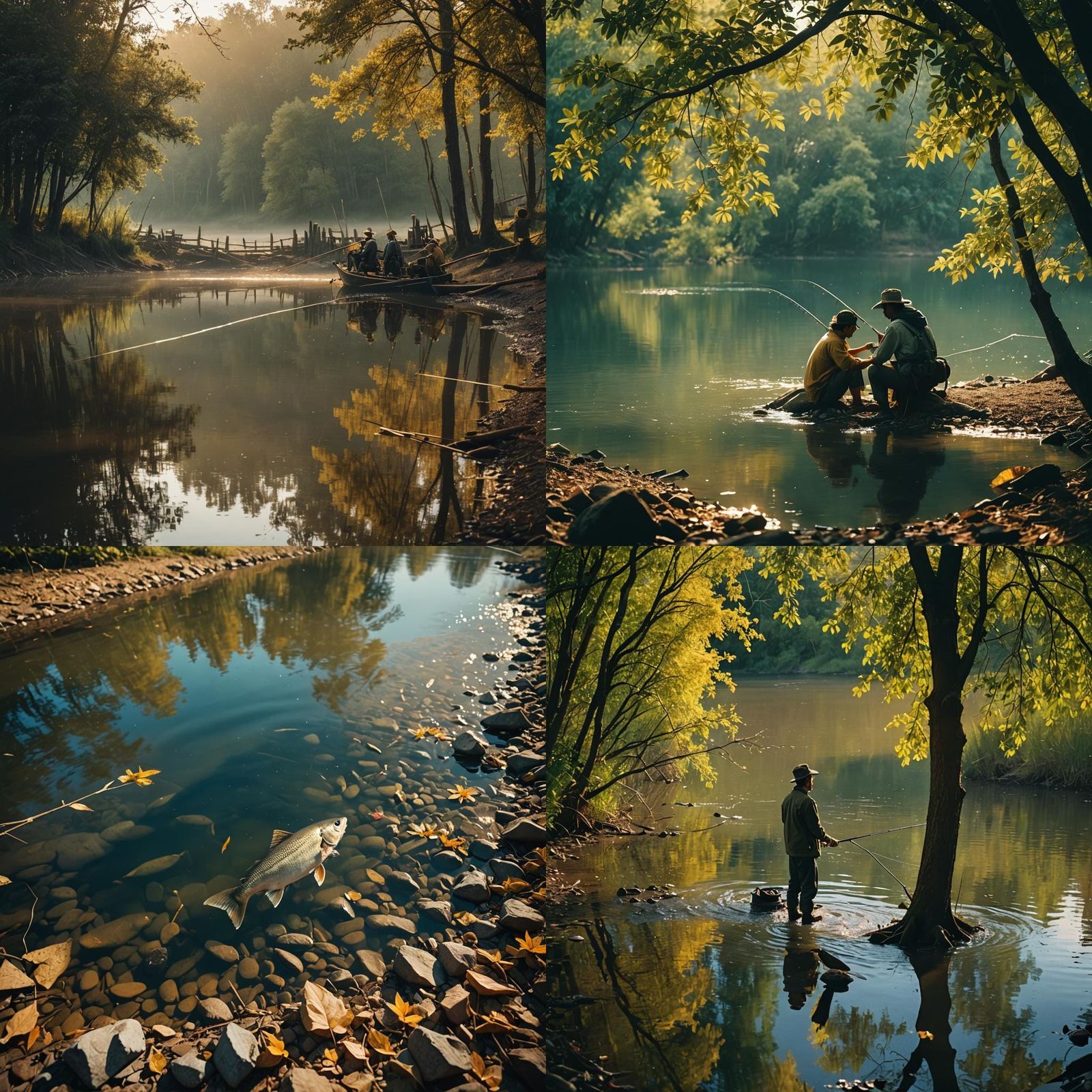 Friends Fishing on a Sunny Afternoon: Cinematic Film Still