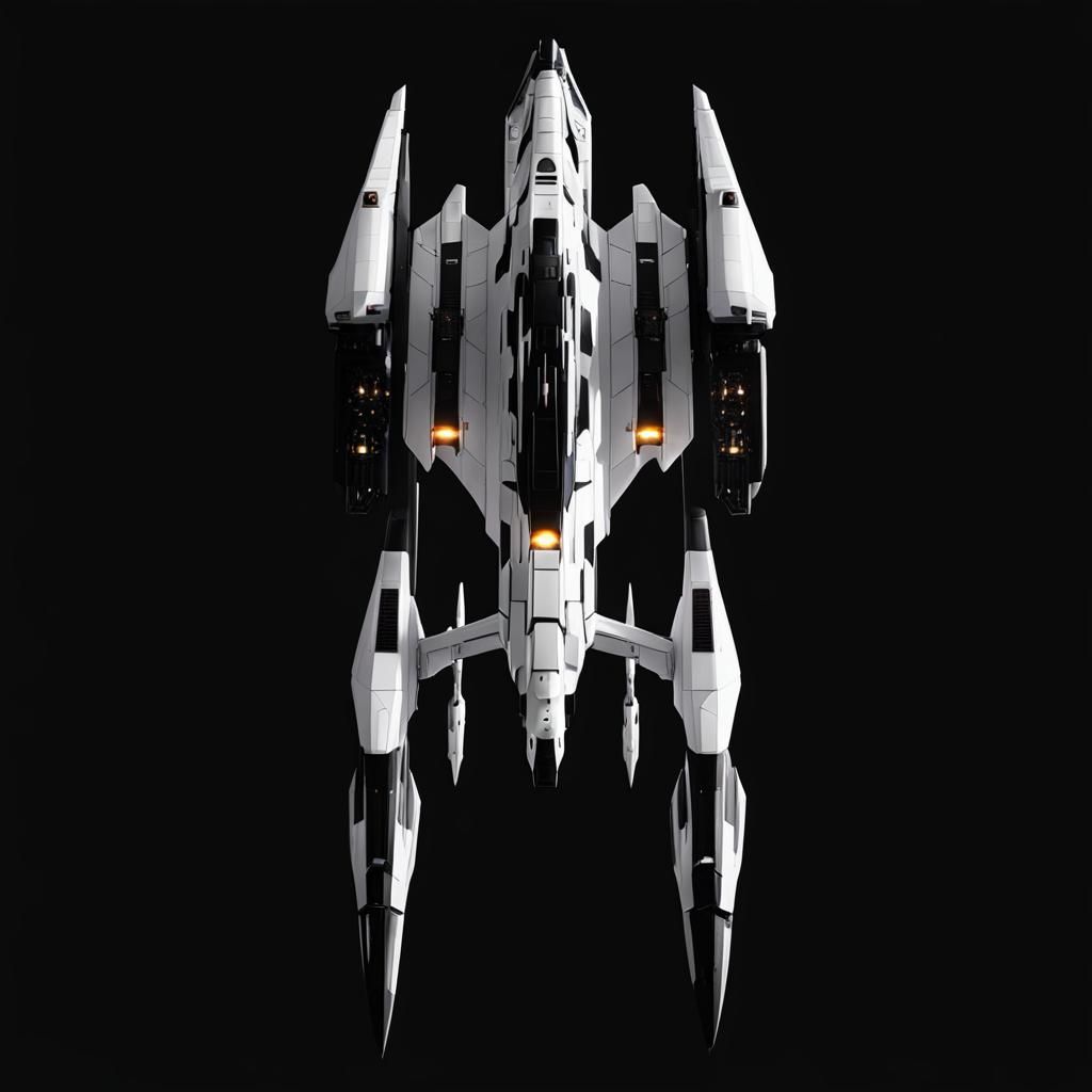 Hyper-Advanced Starship in Black and White