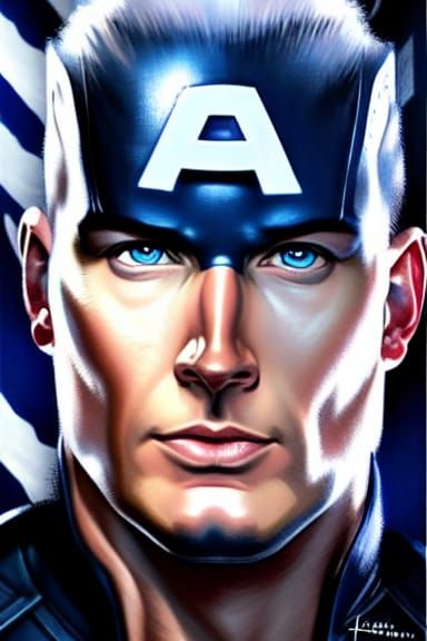 Captain America Portrait in Digital Art Style