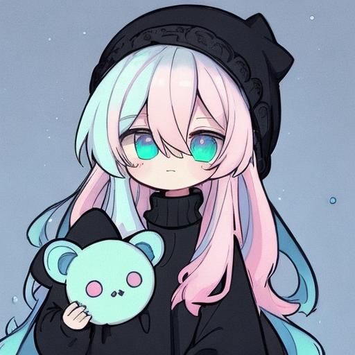 Chibi Character with Beanie and Pink Hair