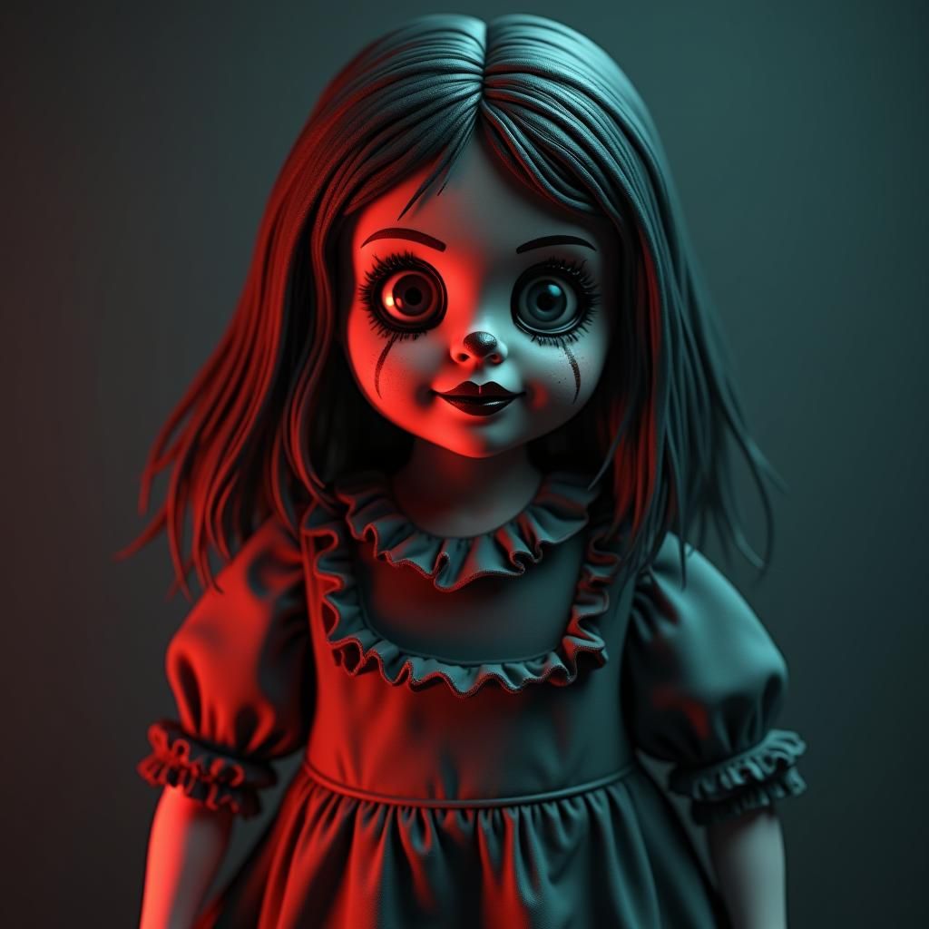 Spooky Girl Doll in 3D Game Style