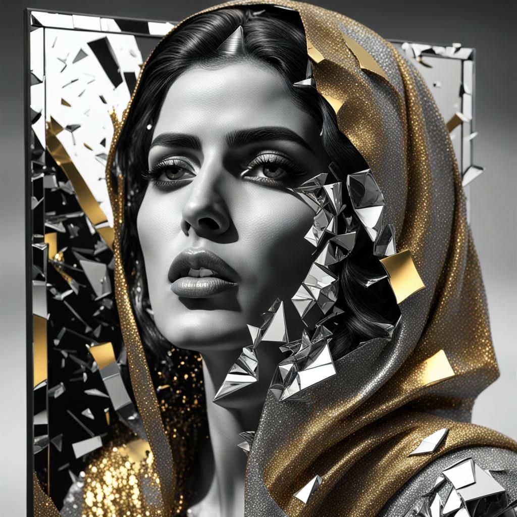 Palestinian Woman in Rainbow City: 3D Hyperphotorealistic Re...