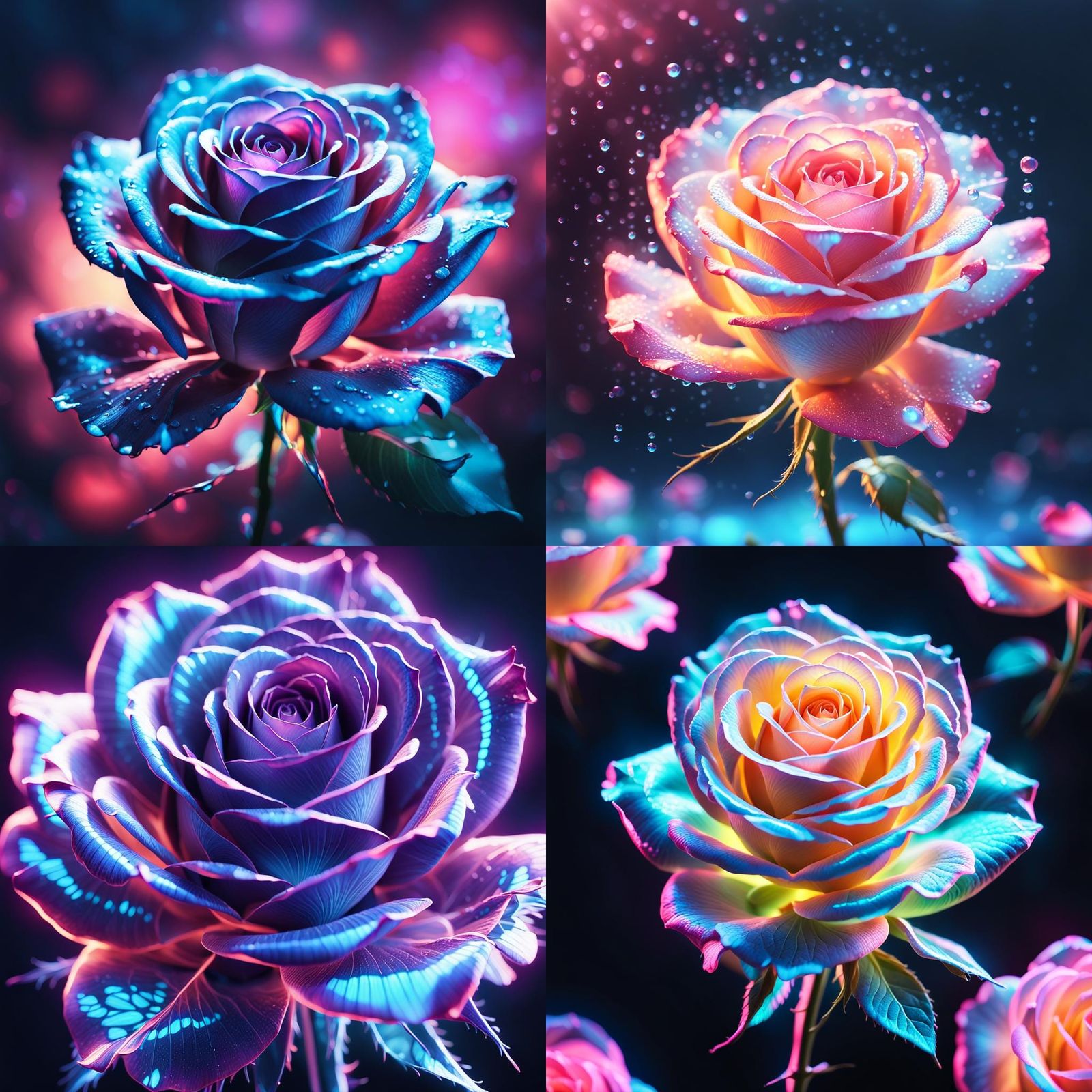 Surreal Hologram Rose Radiates Elegance in 3D Style