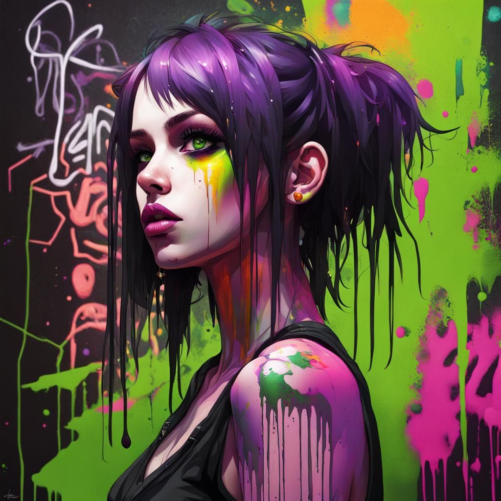 Goth Girl in Graffiti Art Spotlight