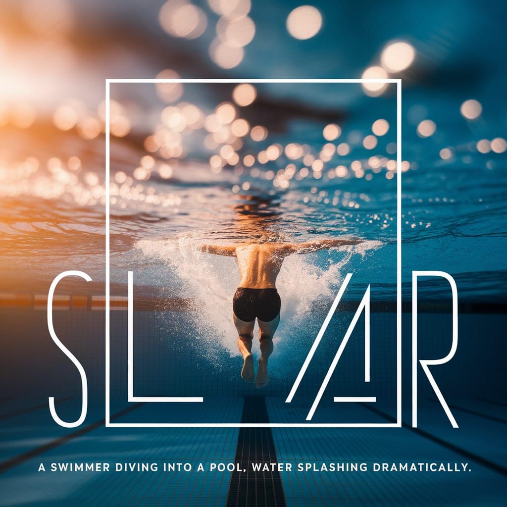 Swimmer Diving into Pool: Dynamic Underwater Sports Poster