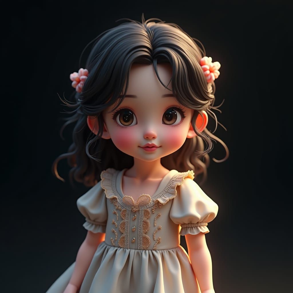 Anime-Inspired 3D Portrait of a Cherubic Girl