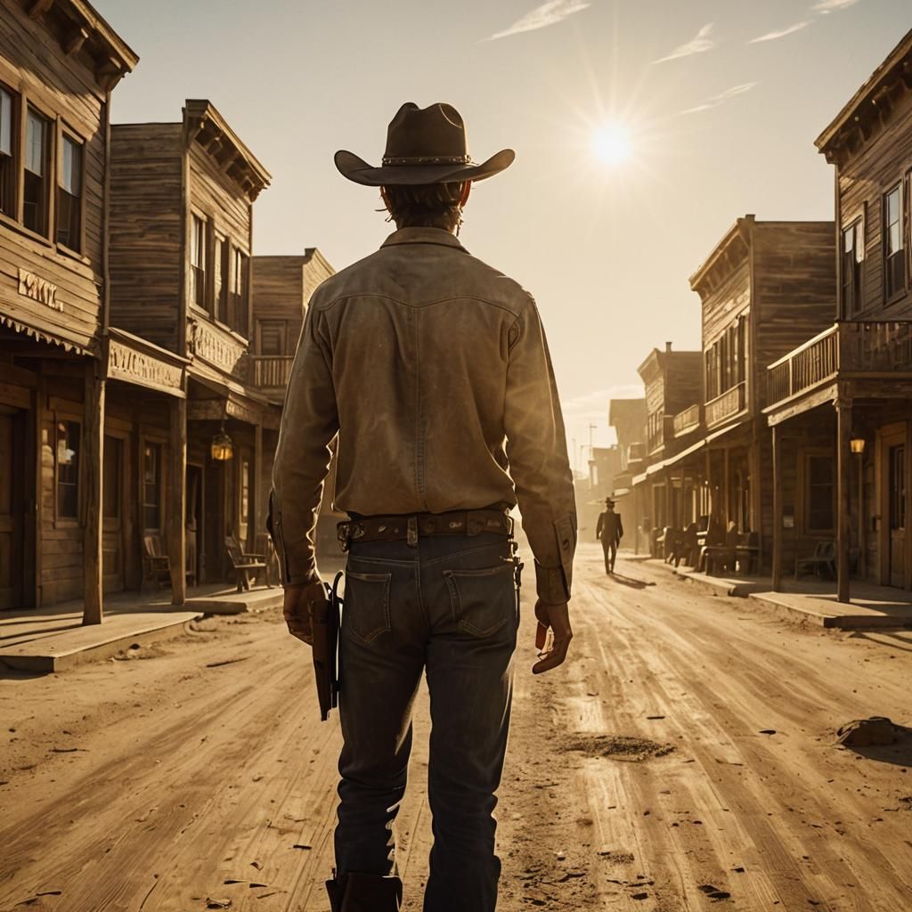 Lone Cowboy in Western Film Still