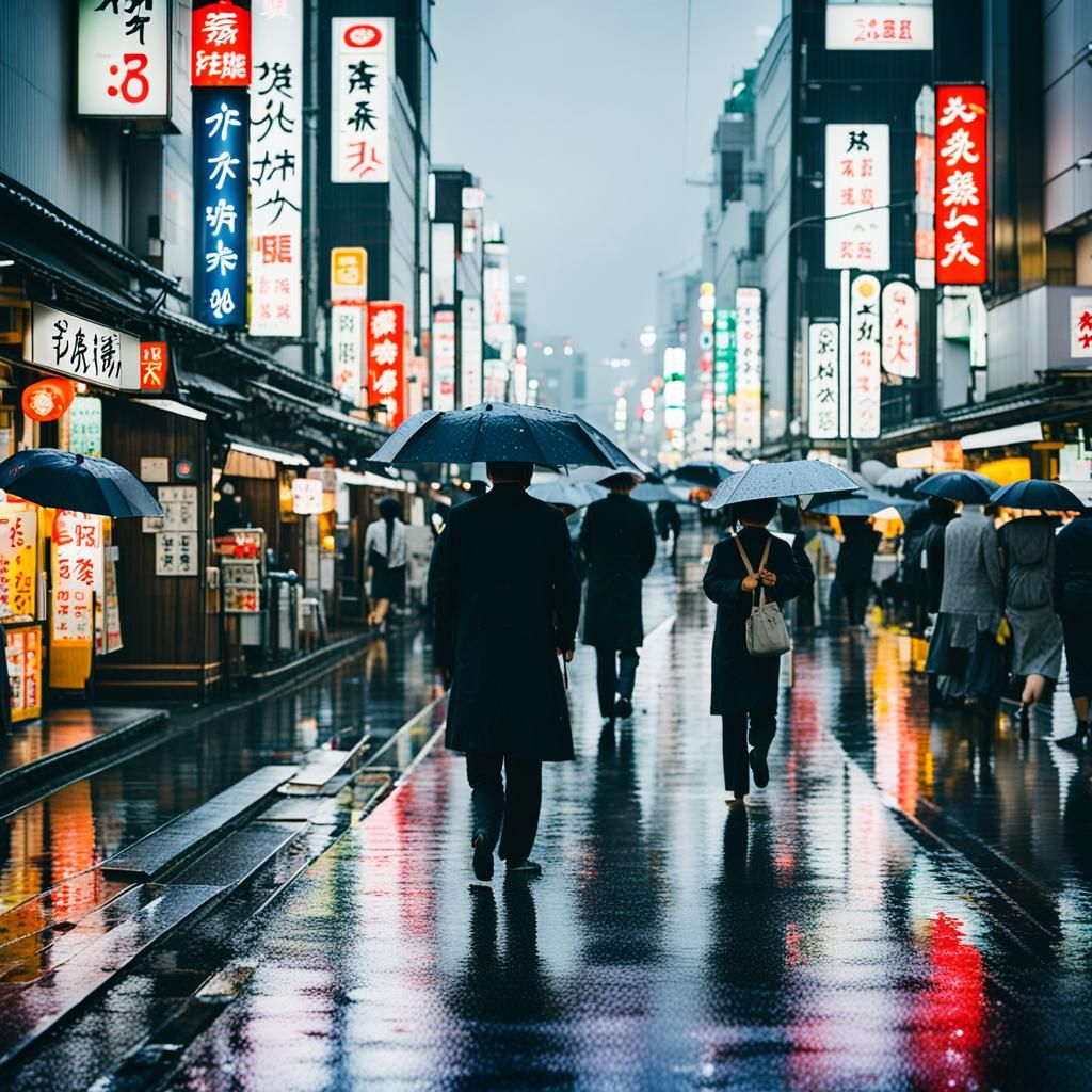 Rainy Osaka Street: Professional Photography
