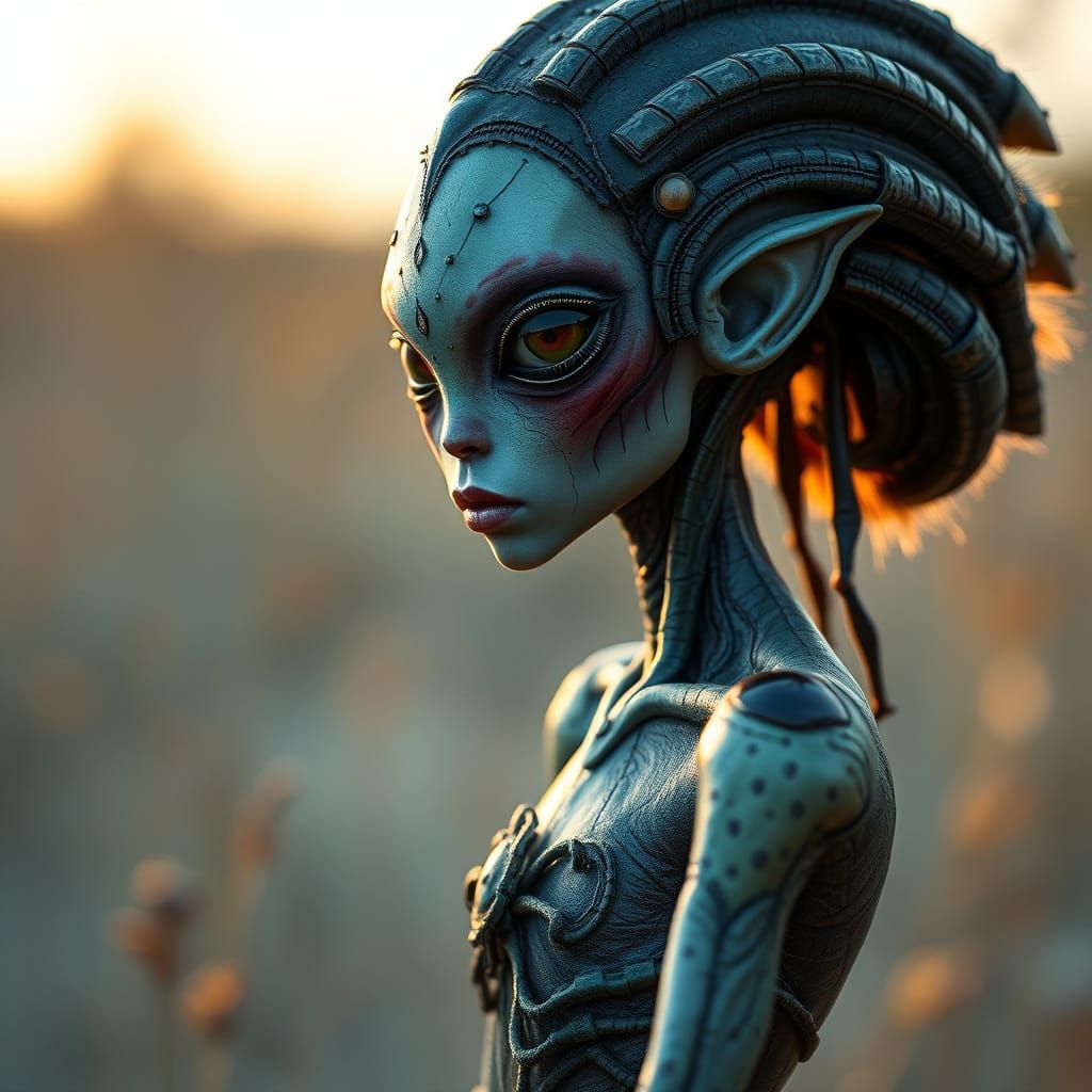 Surreal Female Alien in Ethereal Landscape