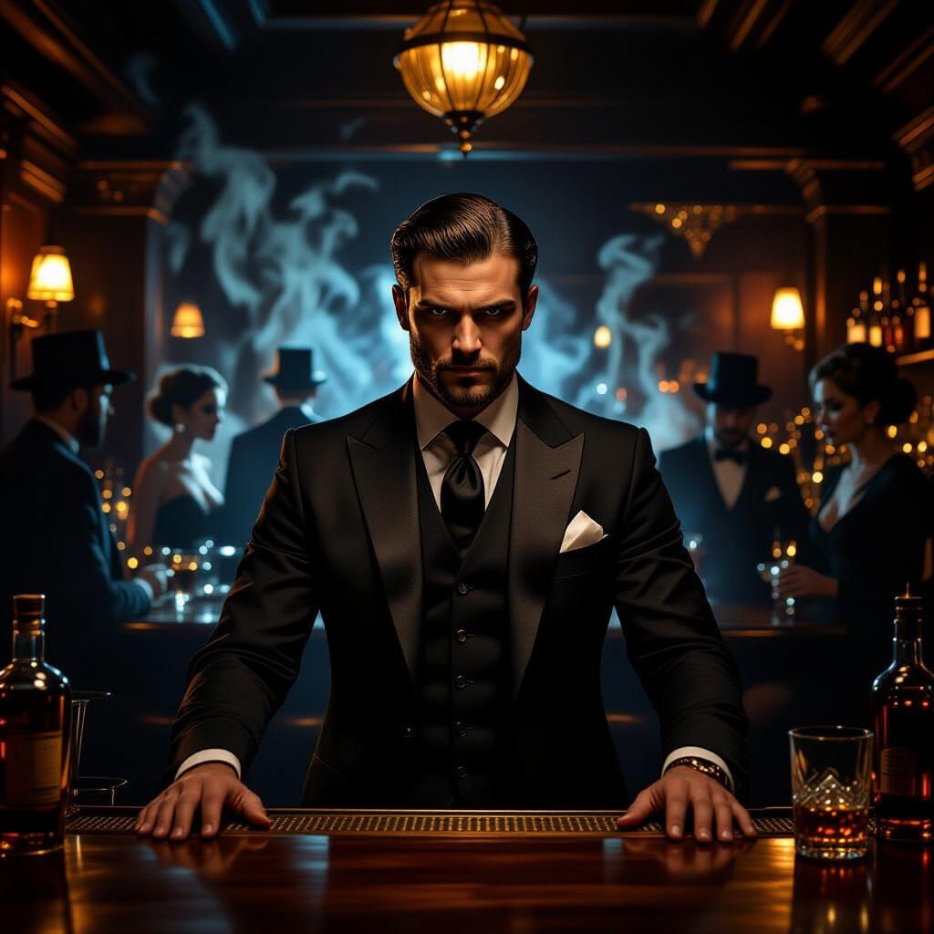Stoic Bartender in Supernatural Speakeasy