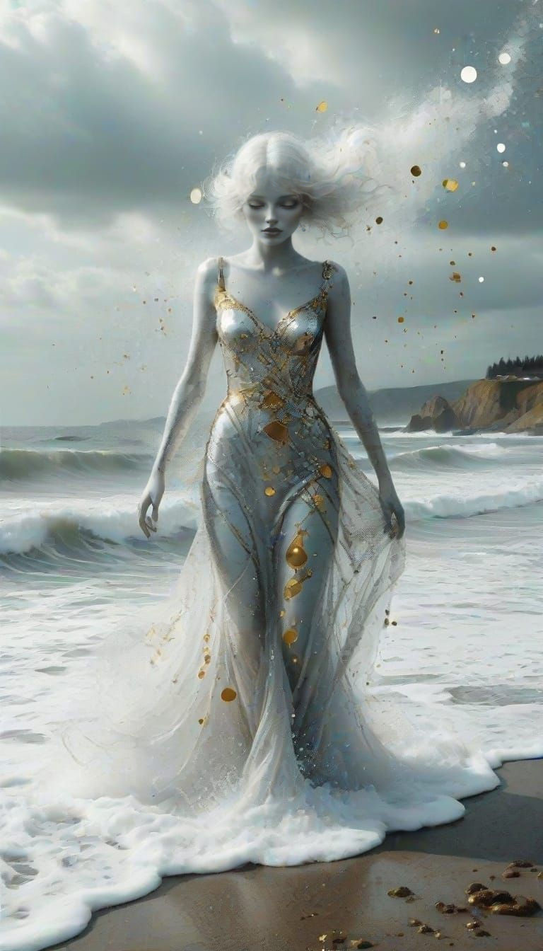 Art Deco Woman in Klimt Style Collage