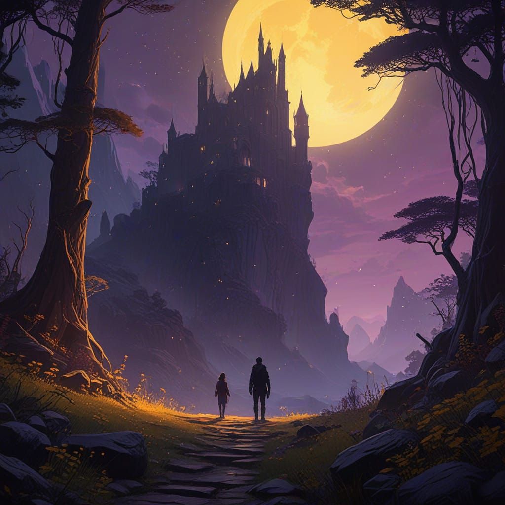 Mysterious Figures Dance Under Golden Starlight