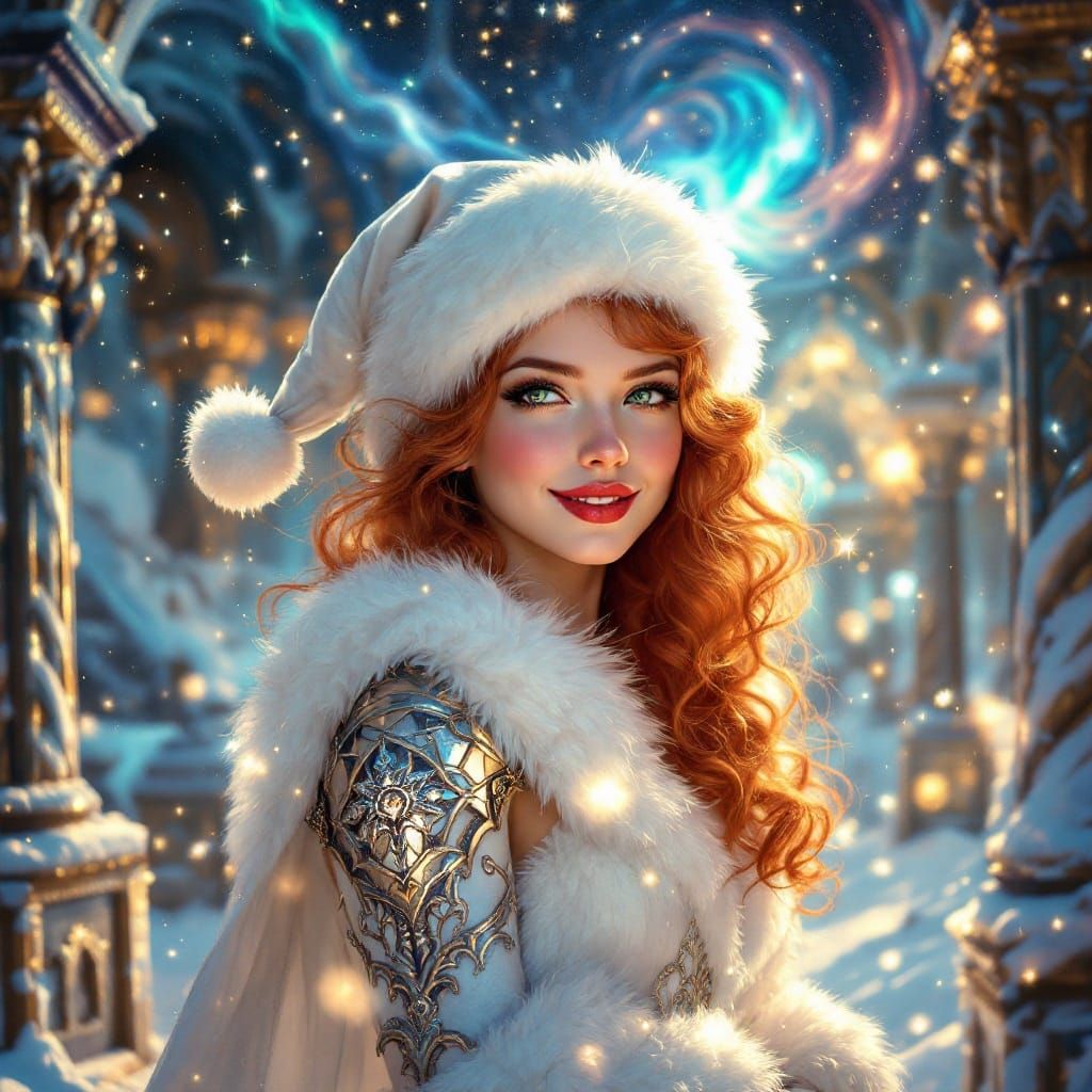 1920s Pin-Up Girl in Interdimensional Christmas Wonderland