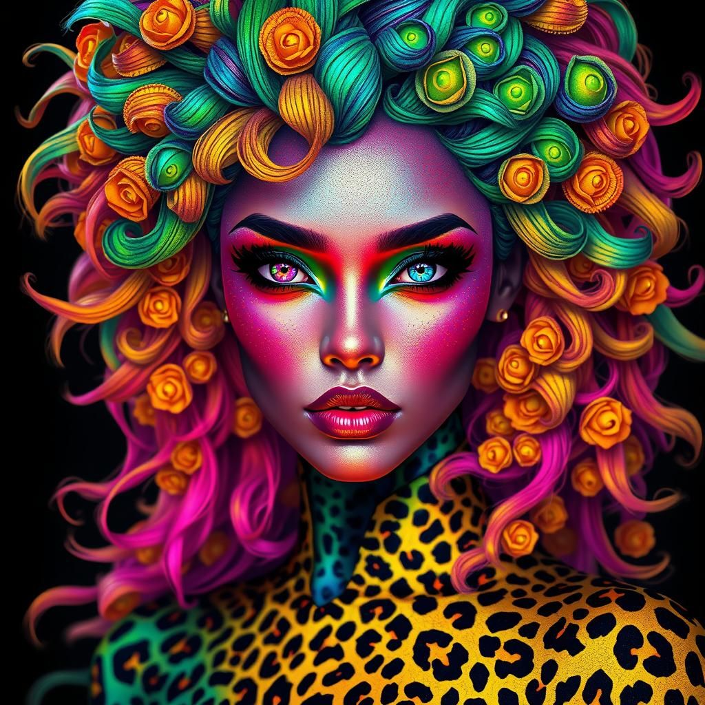 Rainbow Dragon Woman: A Futuristic Portrait