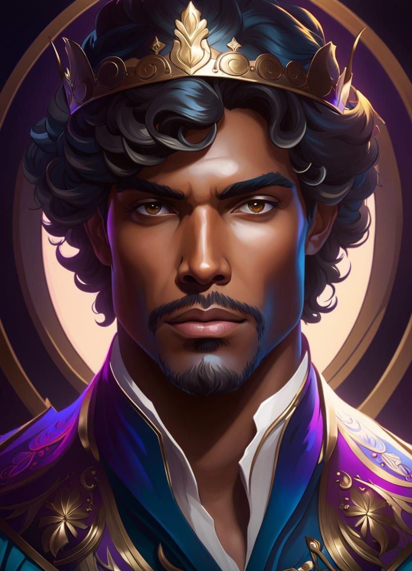 Detailed Portrait of a Prince in Art Nouveau Style
