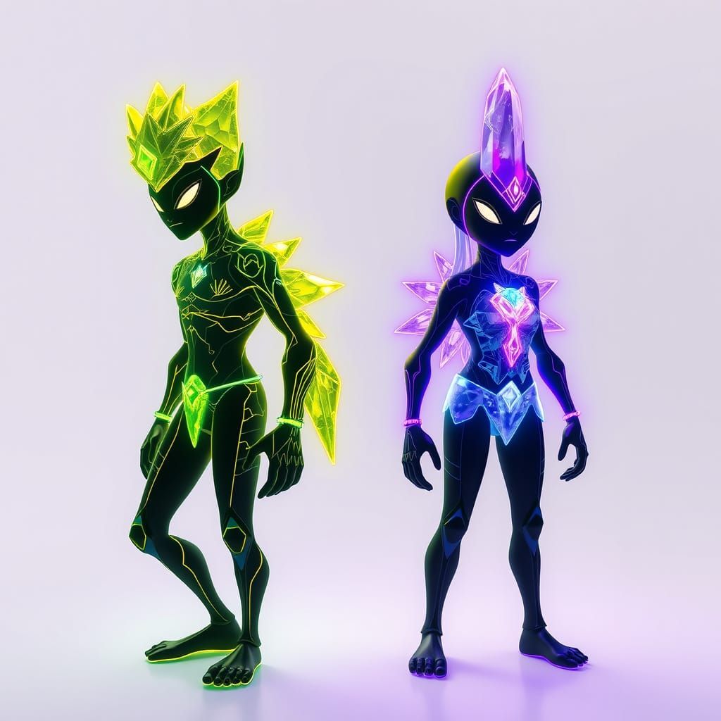 Neon Crystal Spirits: Jasper and Lavender