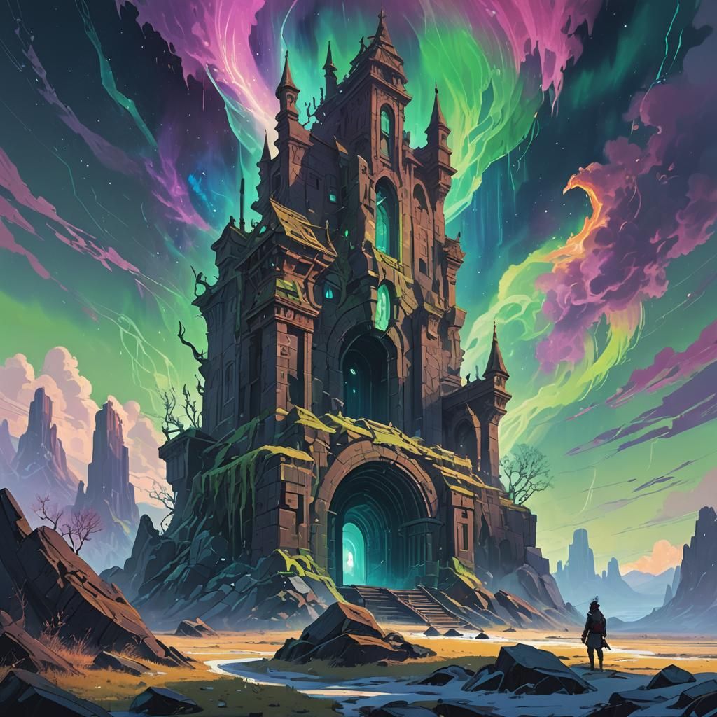 Ethereal Dragon Descends on Mystic Crystal Ruins