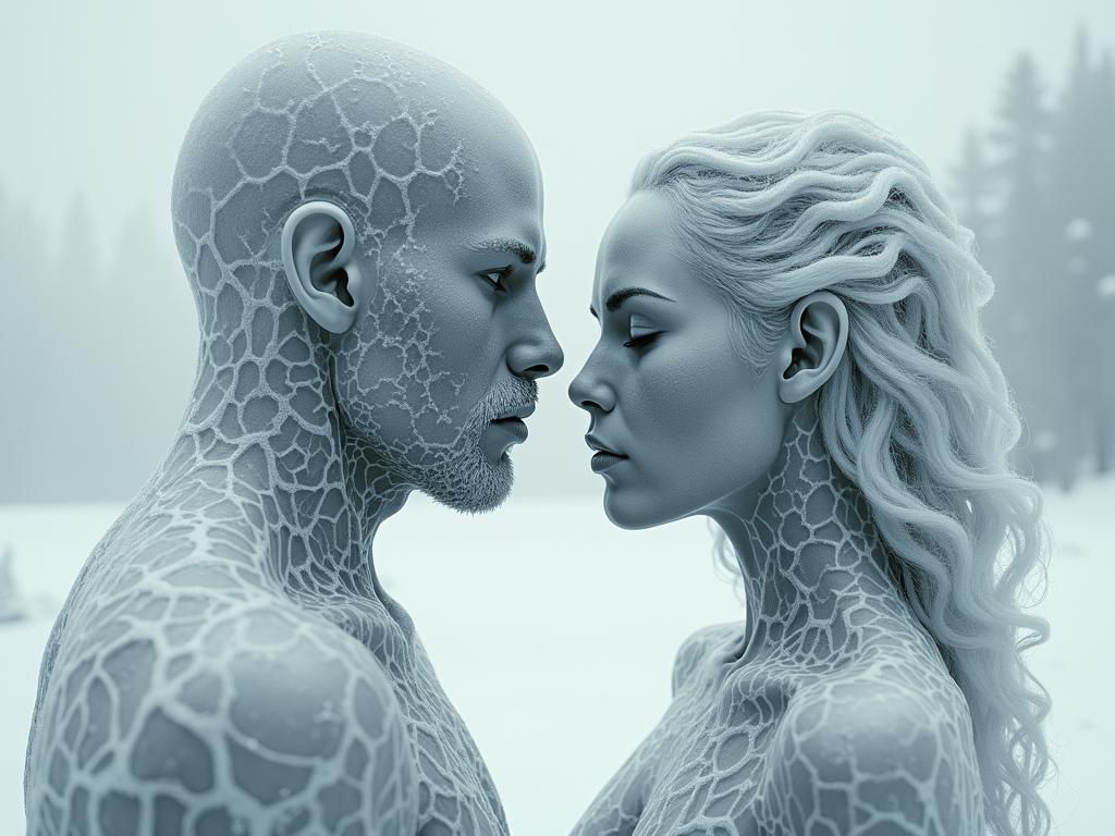 man and woman in the ice age