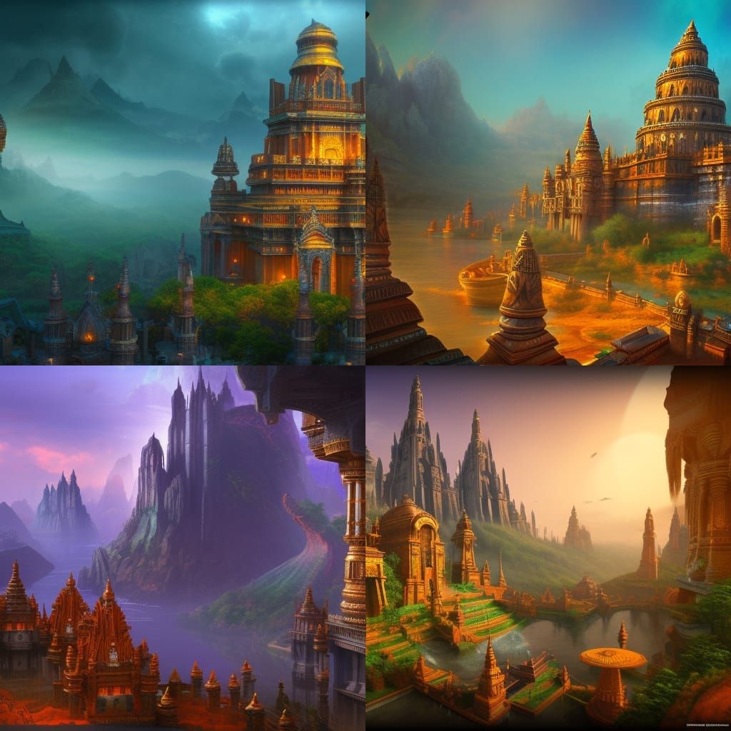 Mystical Dravidian City: Fantasy Concept Art